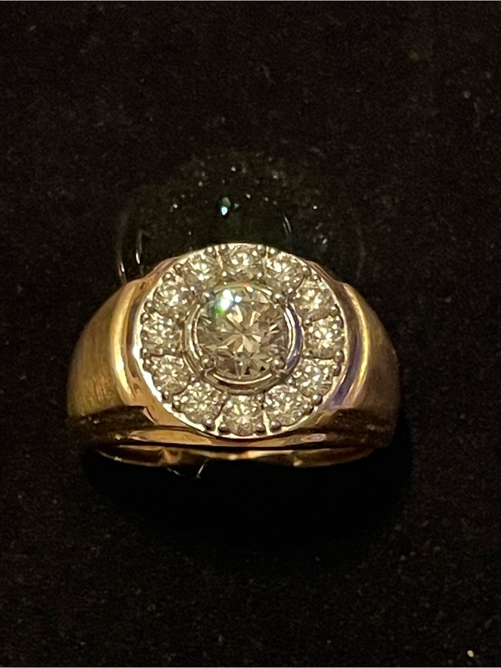 Classic 10k Yellow Gold lab Diamond Halo Ring - Yellow Gold Sz 9.5